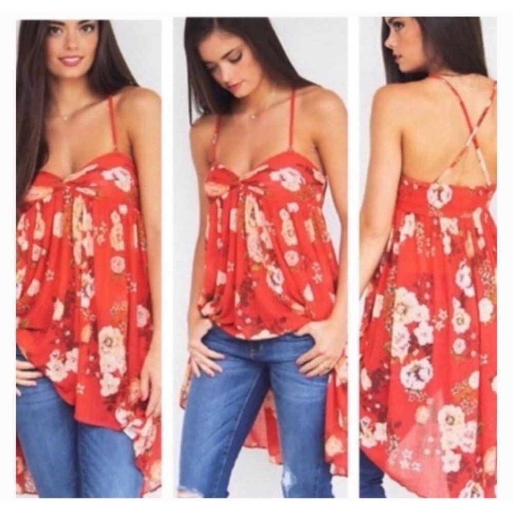 Free‎ People Floral Print Babydoll Tunic Top Or Mini Dress Boho Festival  XS